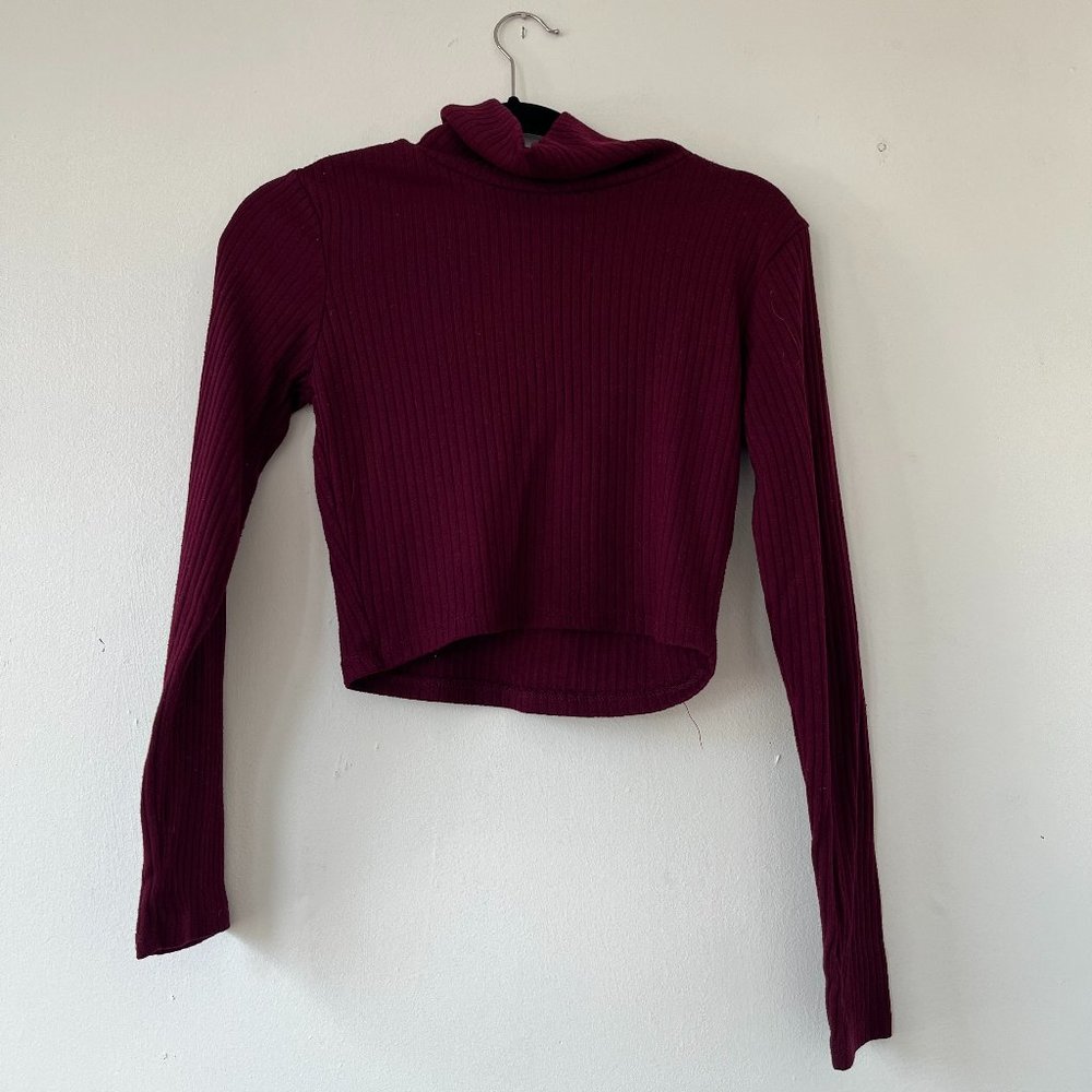 Maroon/Purple cropped turtleneck
